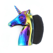 Load image into Gallery viewer, blue chrome black unicorn makeup brush